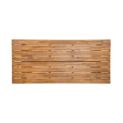 Outdoor 3 Piece Acacia Wood Dining Set with Handwoven Rattan Legs