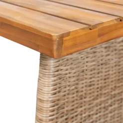 Outdoor 7 Pieces Acacia Wood Dining Set with Handwoven Rattan Legs
