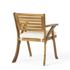Outdoor 7 Pieces Acacia Wood Dining Set with Handwoven Rattan Legs