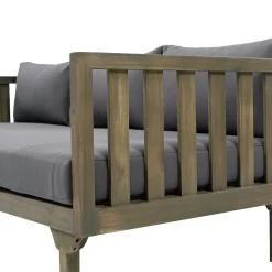 Outdoor Acacia Wood Deep Seat Daybed Patio Furniture Set with Cushions & Table