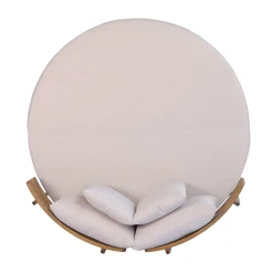 Outdoor Acacia Wood Round Lounger Daybed