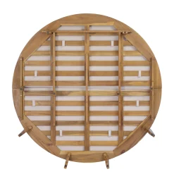 Outdoor Acacia Wood Round Lounger Daybed