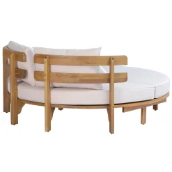 Outdoor Acacia Wood Round Lounger Daybed