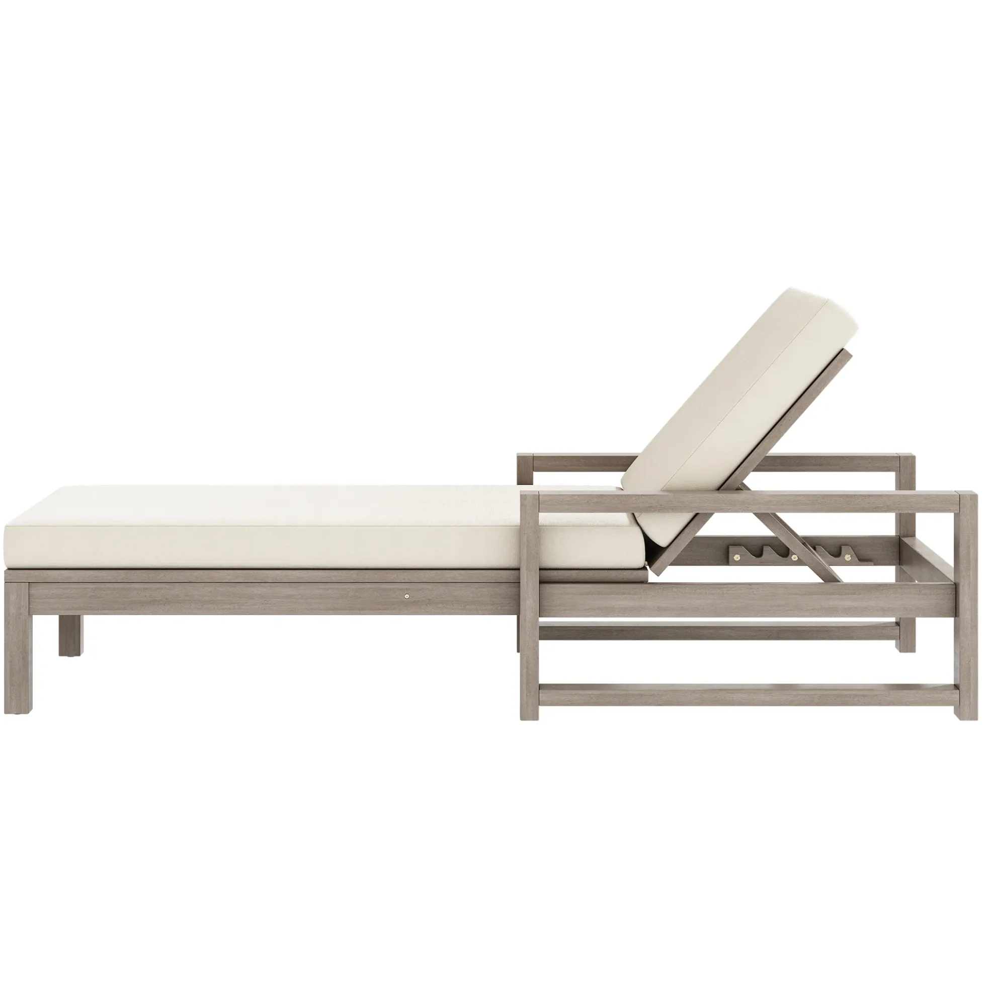 Outdoor Lounge Chair with Cushion & Adjustable Backrest