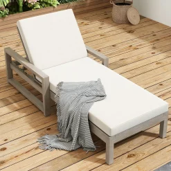 Outdoor Lounge Chair with Cushion & Adjustable Backrest