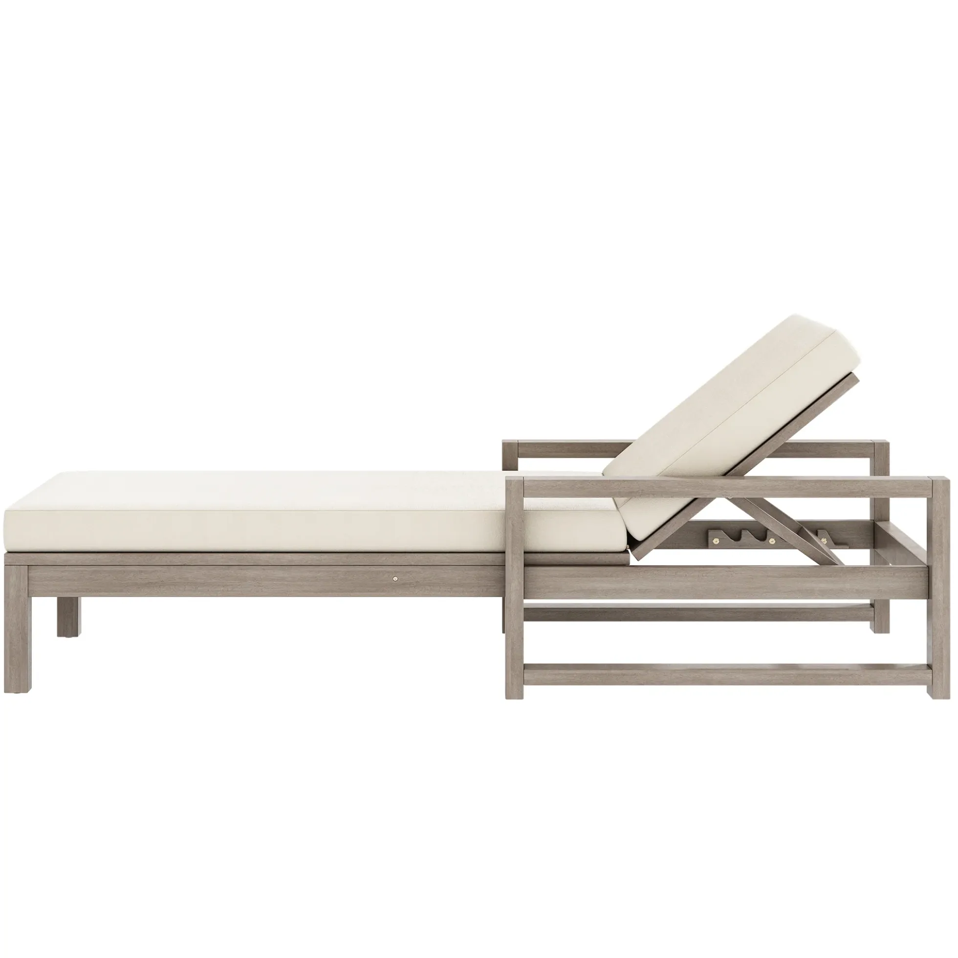 Outdoor Lounge Chair with Cushion & Adjustable Backrest