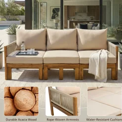 Outdoor Patio 3 Seat Sunbed Daybed Couch