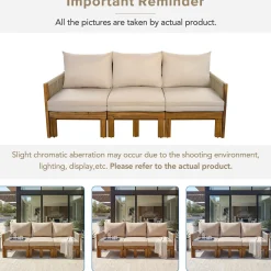 Outdoor Patio 3 Seat Sunbed Daybed Couch
