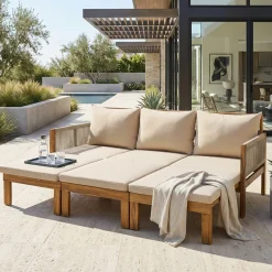 Outdoor Patio 3 Seat Sunbed Daybed Couch