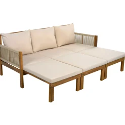 Outdoor Patio 3 Seat Sunbed Daybed Couch