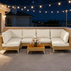 Outdoor Patio Modernist Modular Sectional Sofa 7 Piece Set
