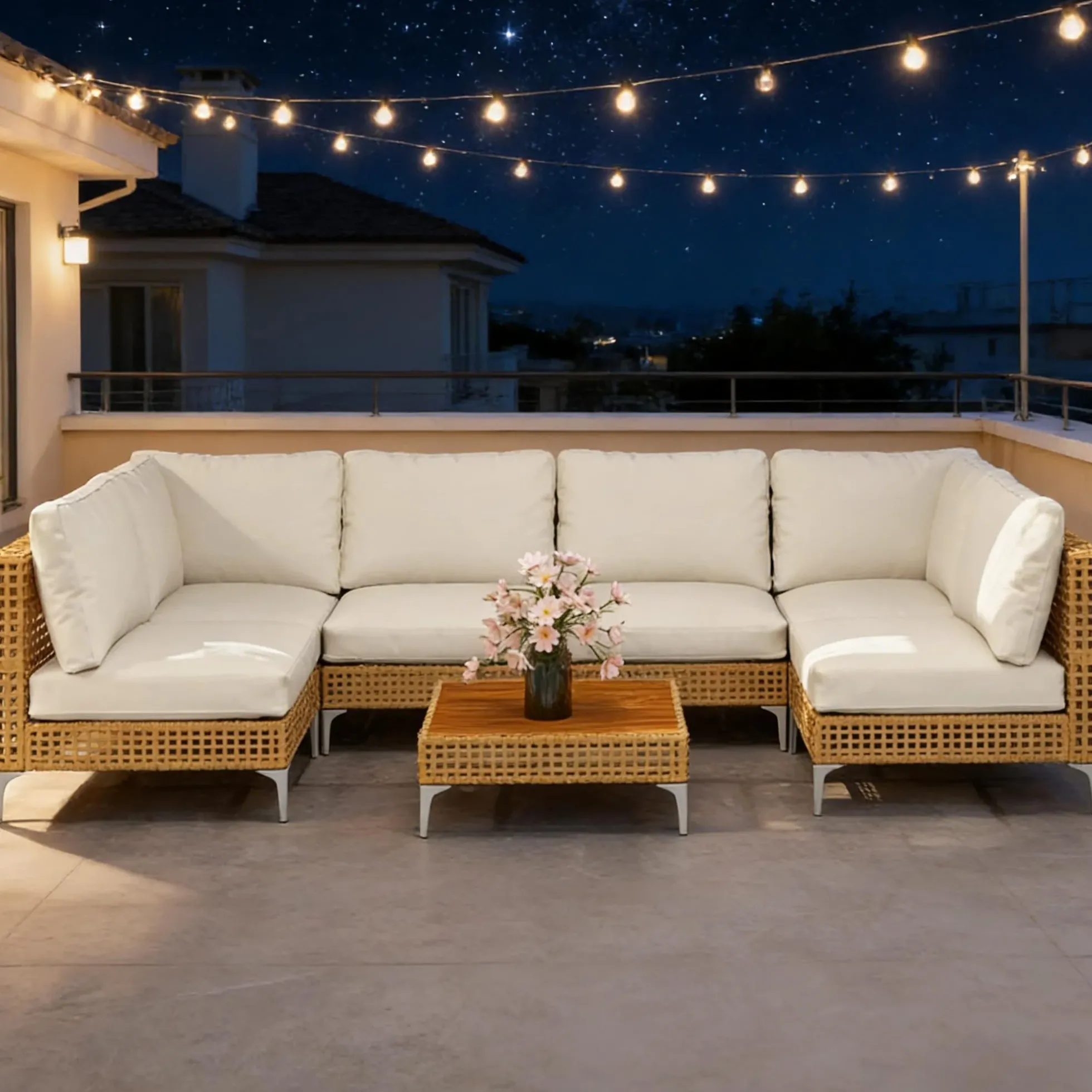 Outdoor Patio Modernist Modular Sectional Sofa 7 Piece Set