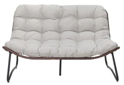Outdoor Patio Papasan Loveseat Sofa with Luxury Thick Cushion