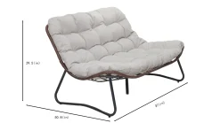 Outdoor Patio Papasan Loveseat Sofa with Luxury Thick Cushion