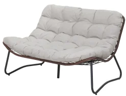 Outdoor Patio Papasan Loveseat Sofa with Luxury Thick Cushion