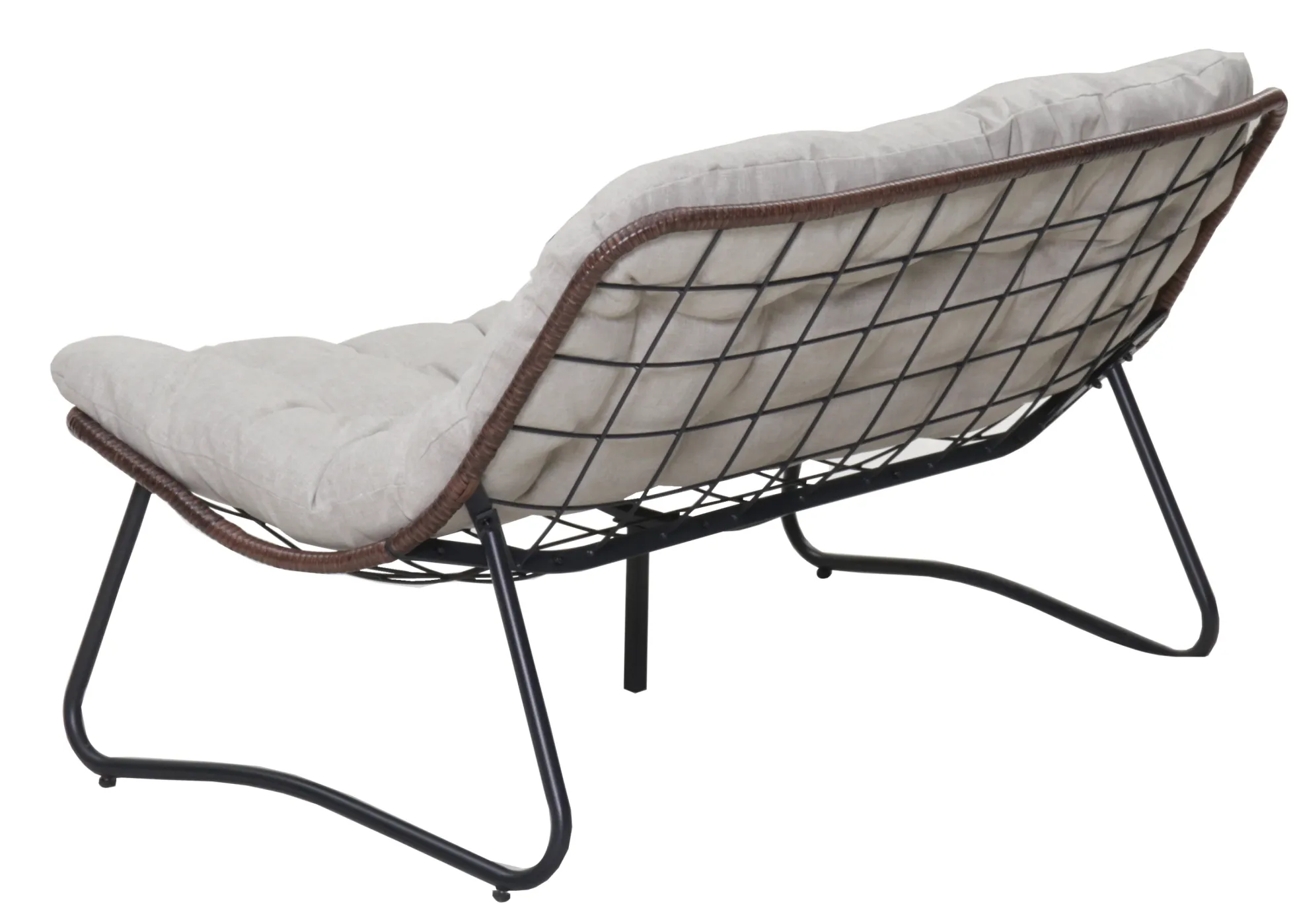 Outdoor Patio Papasan Loveseat Sofa with Luxury Thick Cushion