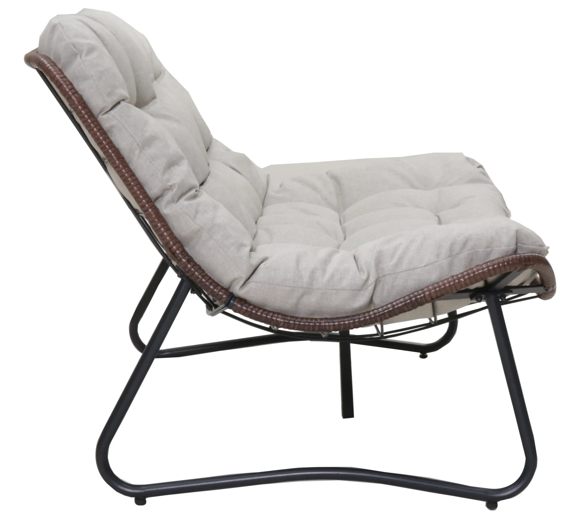 Outdoor Patio Papasan Loveseat Sofa with Luxury Thick Cushion