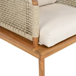Outdoor Patio 3-piece Acacia Wood and Rope Sofa Set