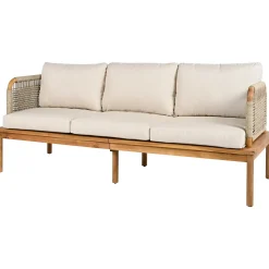 Outdoor Patio 3-piece Acacia Wood and Rope Sofa Set