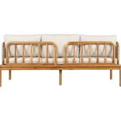 Outdoor Patio 3-piece Acacia Wood and Rope Sofa Set