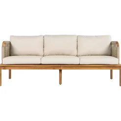 Outdoor Patio 3-piece Acacia Wood and Rope Sofa Set