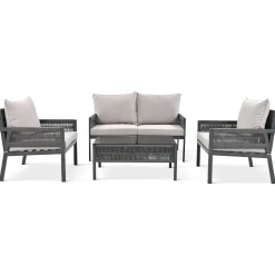Outdoor Patio 4-Piece Rope Patio Furniture Set with Coffee Table