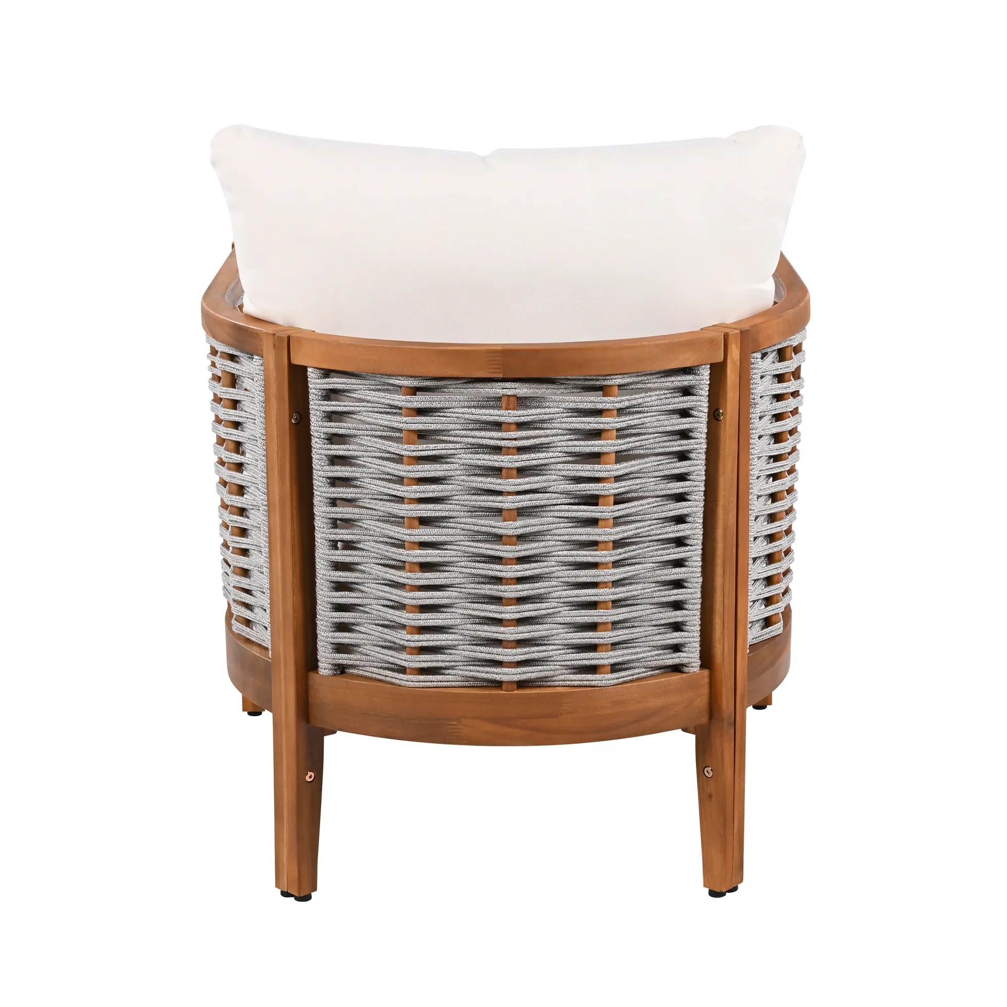 Outdoor Patio Woven Rope Tub Design 4 Seat Sofa Set with Soft Cushions & Table