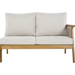 Outdoor 4pc Acacia Wood and Rope Sectional Patio Corner Set