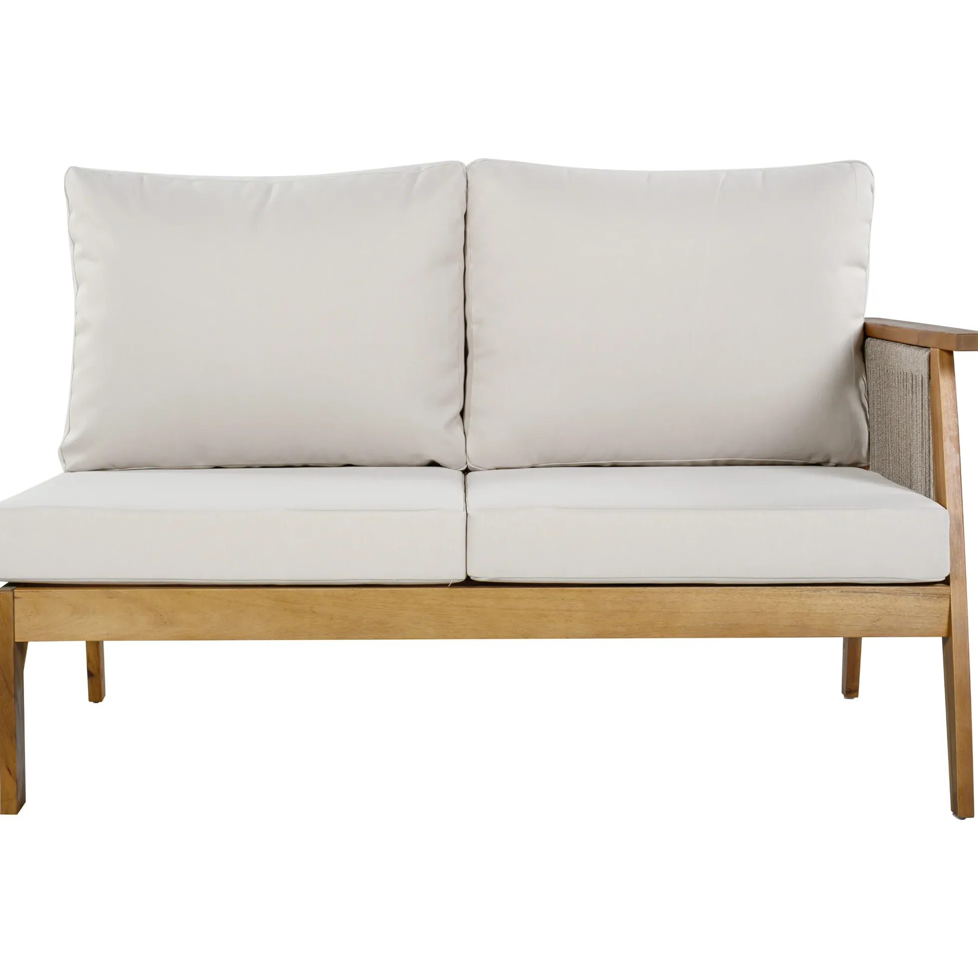 Outdoor 4pc Acacia Wood and Rope Sectional Patio Corner Set