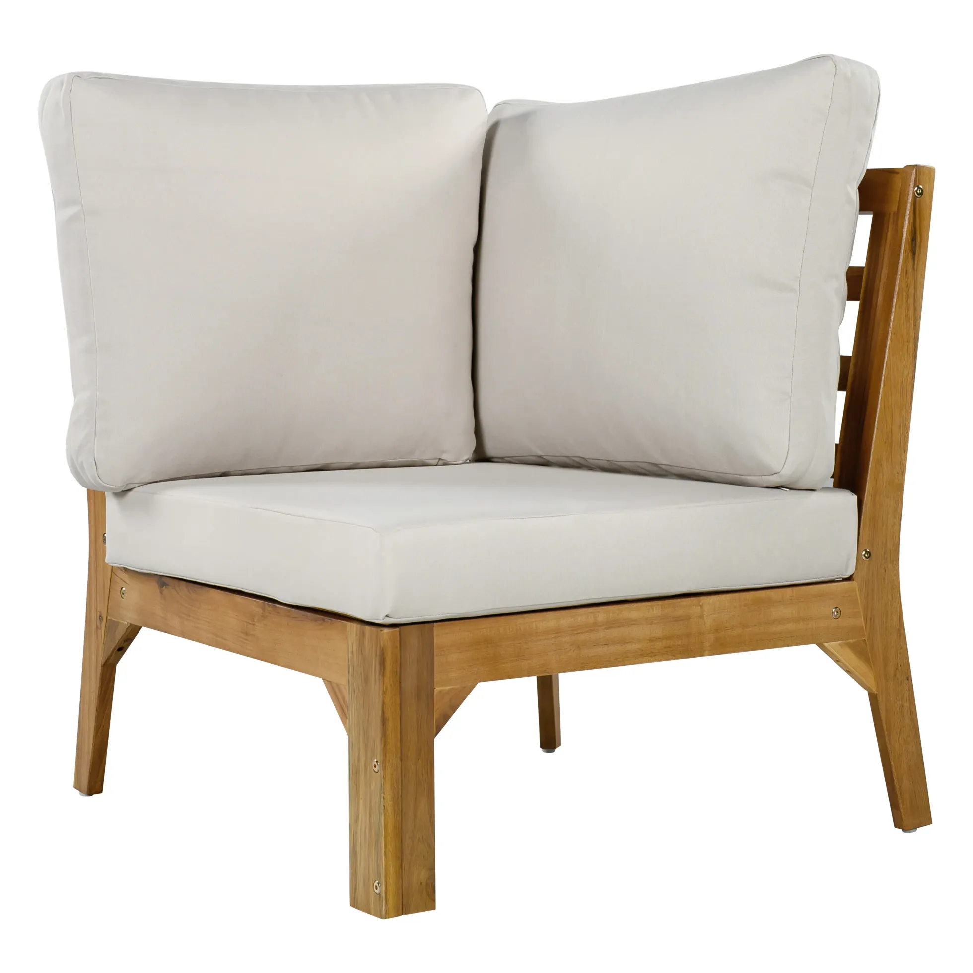 Outdoor 4pc Acacia Wood and Rope Sectional Patio Corner Set