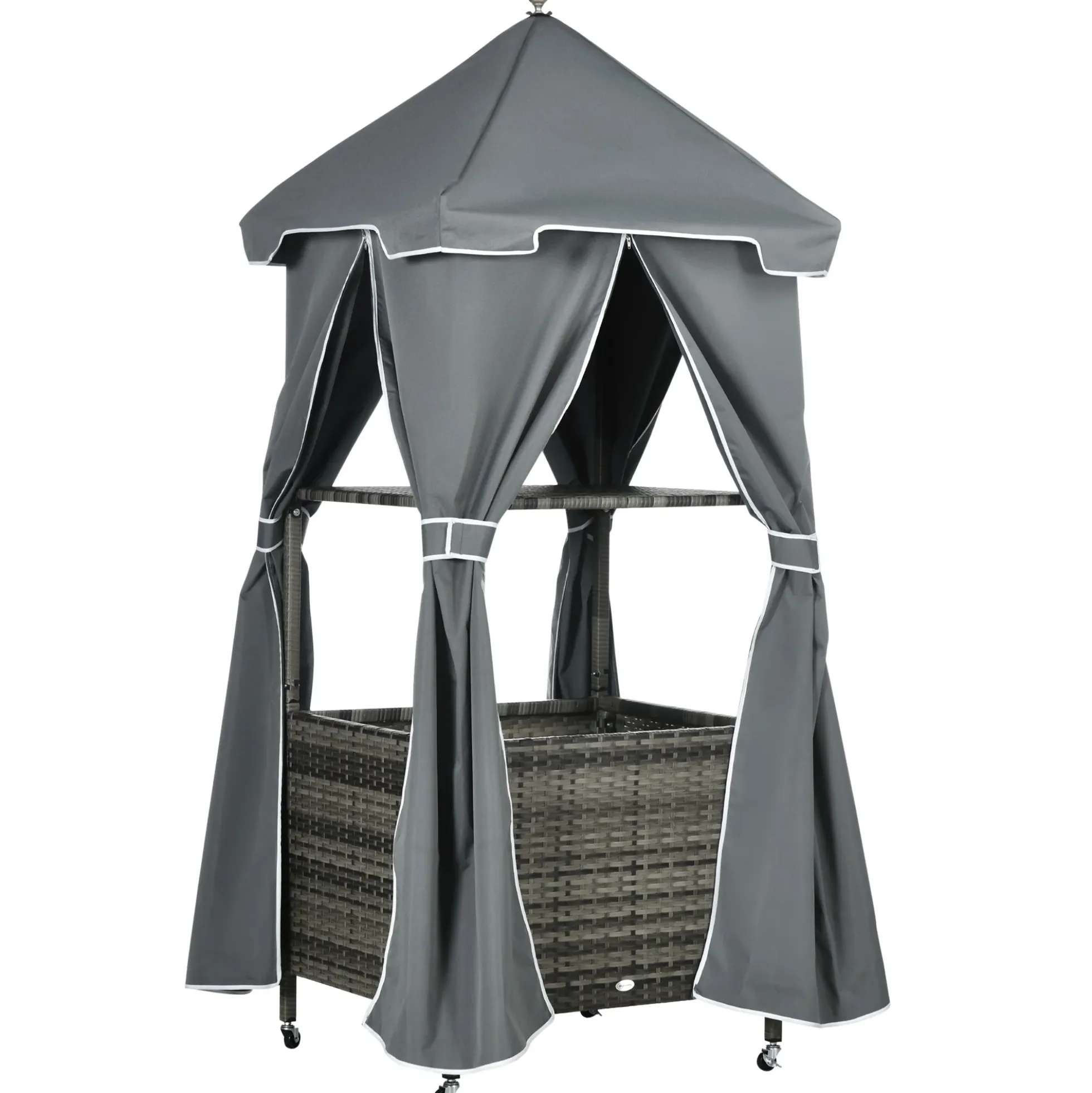 Outdoor Wicker Covered Poolside Towel Holder Rack with Storage