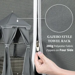 Outdoor Wicker Covered Poolside Towel Holder Rack with Storage