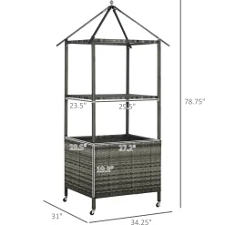 Outdoor Wicker Covered Poolside Towel Holder Rack with Storage