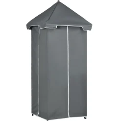 Outdoor Wicker Covered Poolside Towel Holder Rack with Storage