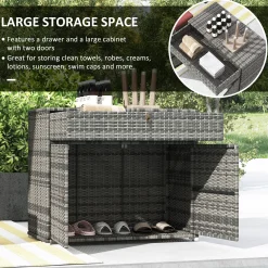 Outdoor Wicker Towel Rack Cabinet Storage with Drawer