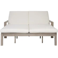 Outdoor Wide Double Lounge Chair with Adjustable Backrest with Removable Cushions