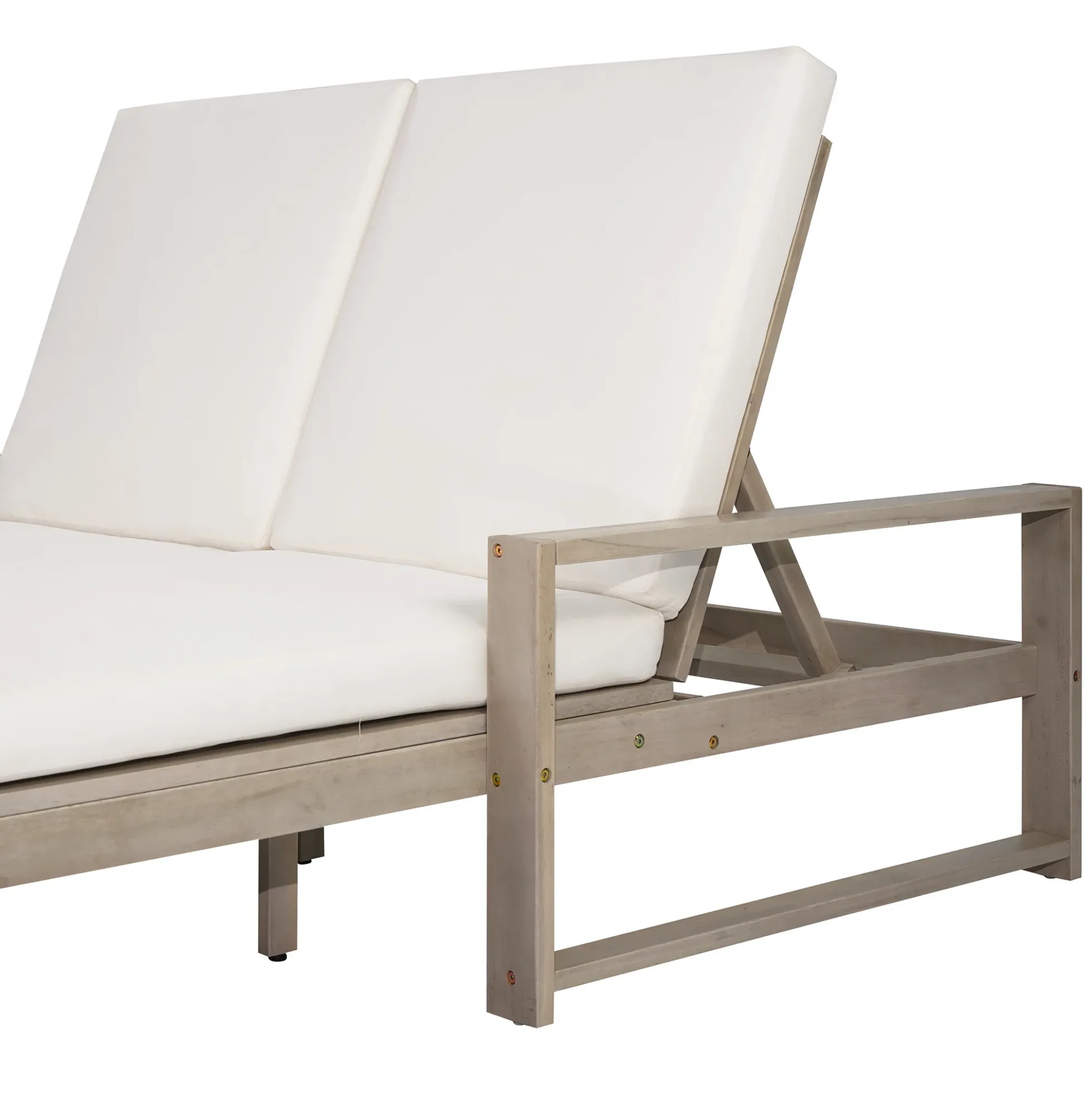 Outdoor Wide Double Lounge Chair with Adjustable Backrest with Removable Cushions
