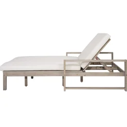 Outdoor Wide Double Lounge Chair with Adjustable Backrest with Removable Cushions