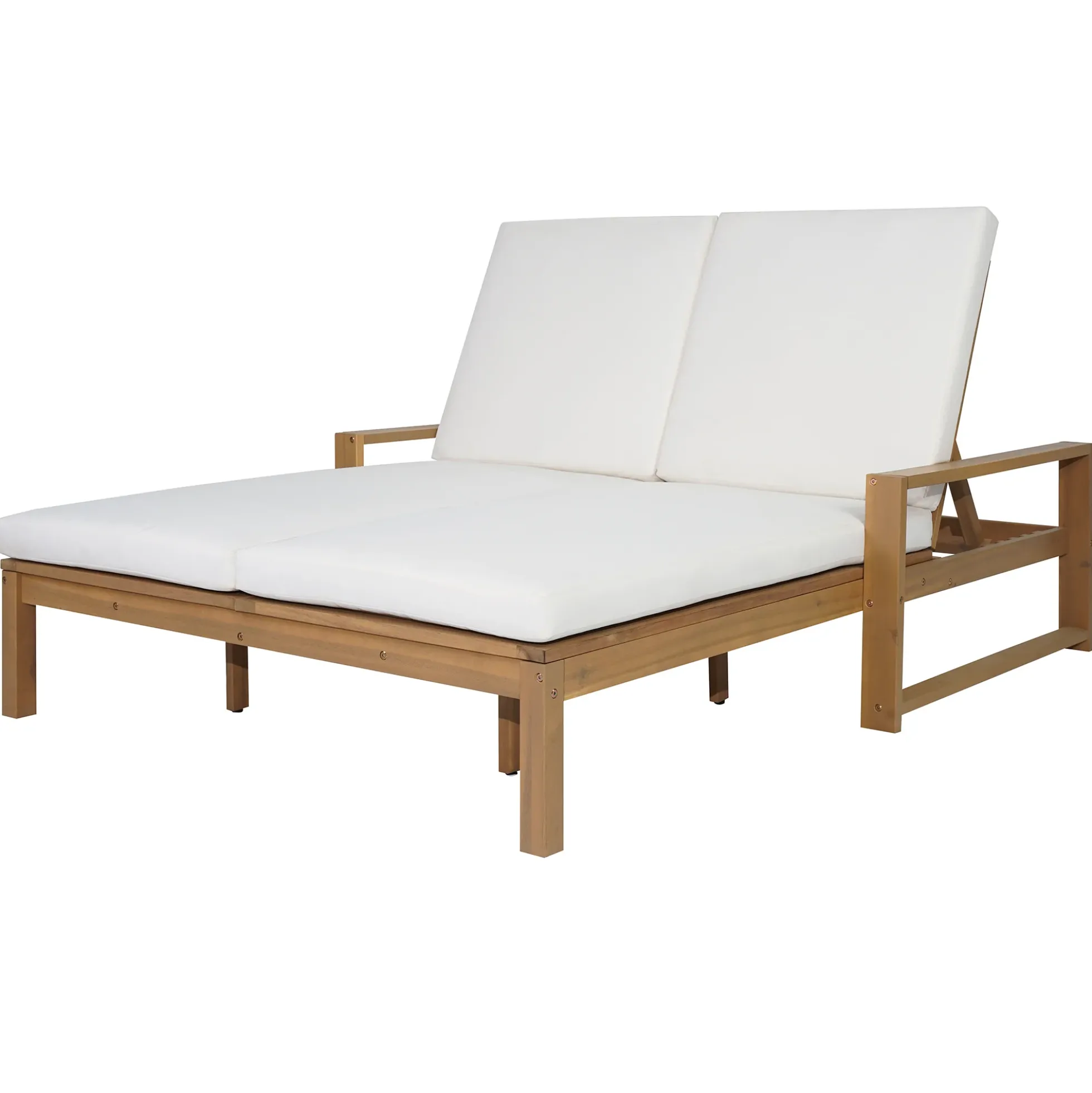 Outdoor Wide Double Lounge Chair with Adjustable Backrest with Removable Cushions
