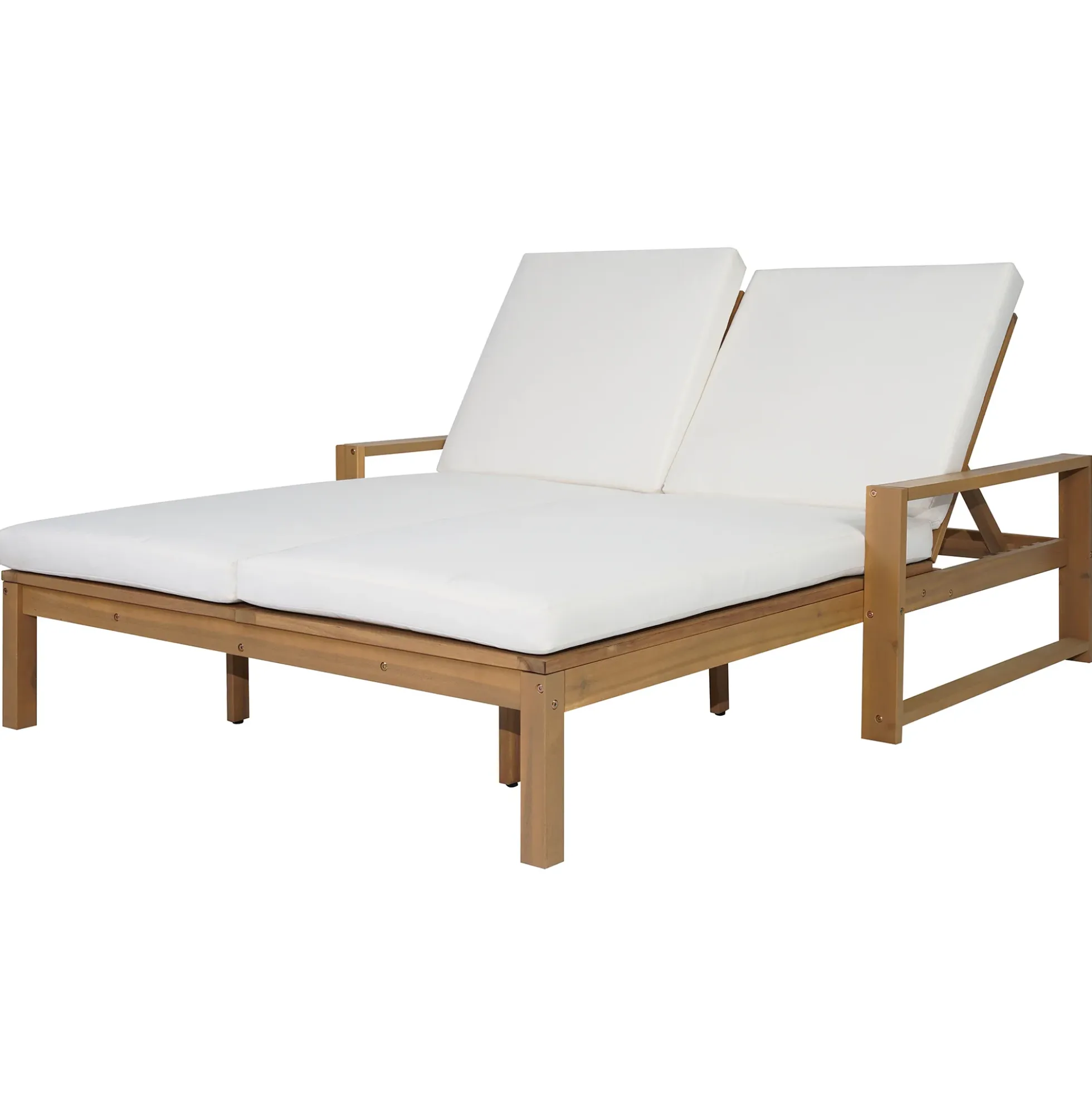 Outdoor Wide Double Lounge Chair with Adjustable Backrest with Removable Cushions