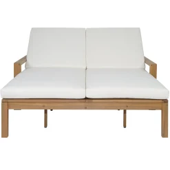 Outdoor Wide Double Lounge Chair with Adjustable Backrest with Removable Cushions