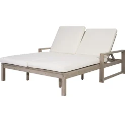 Outdoor Wide Double Lounge Chair with Adjustable Backrest with Removable Cushions