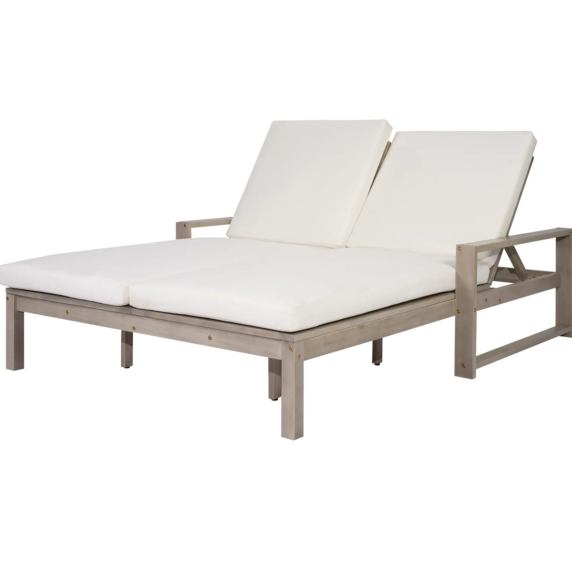 Outdoor Wide Double Lounge Chair with Adjustable Backrest with Removable Cushions
