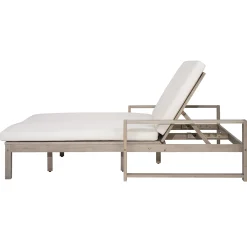 Outdoor Wide Double Lounge Chair with Adjustable Backrest with Removable Cushions