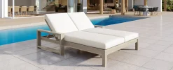 Outdoor Wide Double Lounge Chair with Adjustable Backrest with Removable Cushions