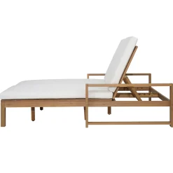 Outdoor Wide Double Lounge Chair with Adjustable Backrest with Removable Cushions