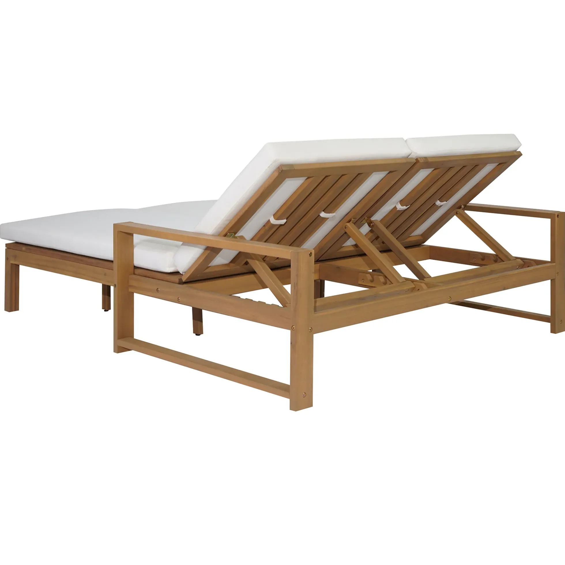 Outdoor Wide Double Lounge Chair with Adjustable Backrest with Removable Cushions