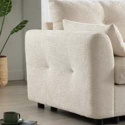 Oversized Chenille Modular Sectional Sofa with Console and Two Storage Ottomans