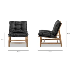 Oxford 26.5' Noir Black Leather Mid-Century Modern Accent Chair