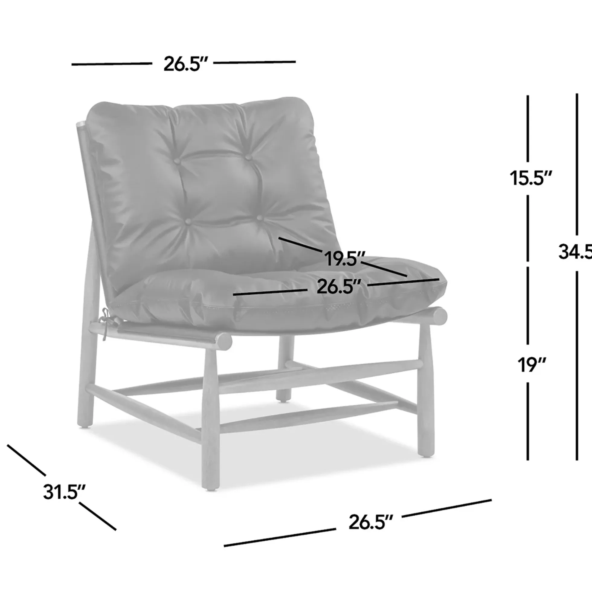 Oxford 26.5' Noir Black Leather Mid-Century Modern Accent Chair